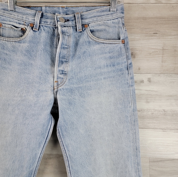 90s Levi's 501 High Rise Straight Leg Button Fly Distressed Jeans Size 28×33 - Picture 15 of 16